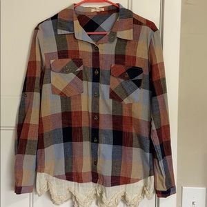 Plaid Long Sleeve Button Down Top